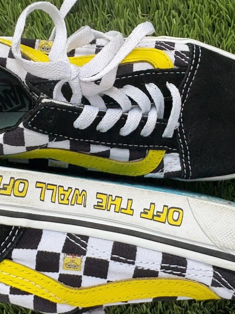 Vans Kids sponge bod Checkerboard Lace-Up Sneakers in Black, White & Yellow